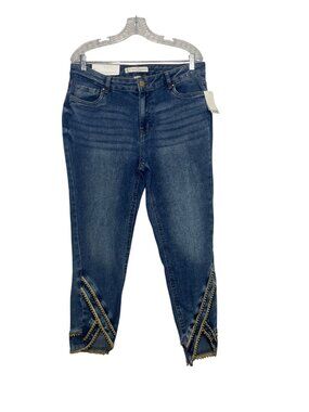 Cato Denim Embellished Jeans MidRise Skinny Jeans 8P Gold Studs 90's